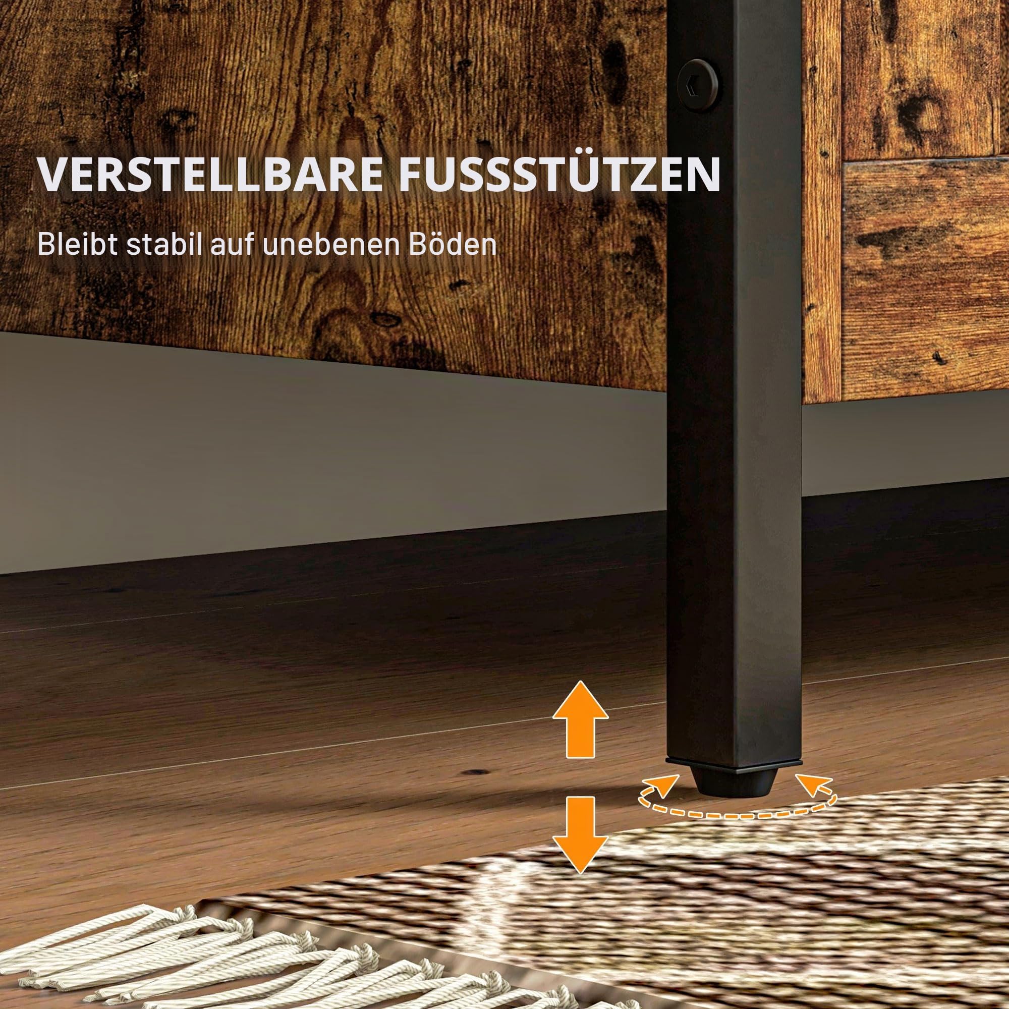 HOMCOM Bank Truhe 95L Mehrzweckbehälter 80x40x49cm Rustikales Braun