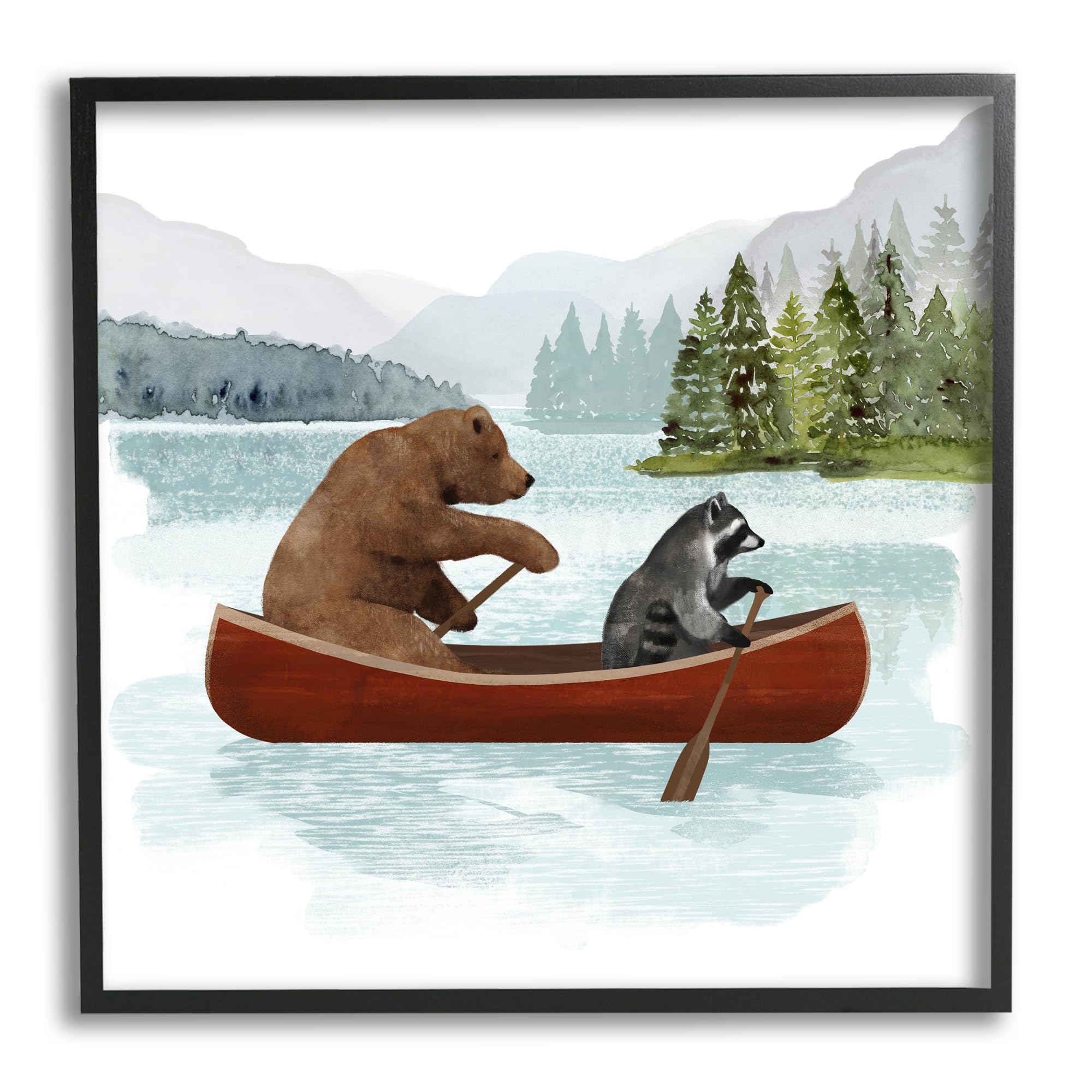 Stupell Industries Raccoon & Bear Canoeing Framed Giclee Art by Victoria Barnes
