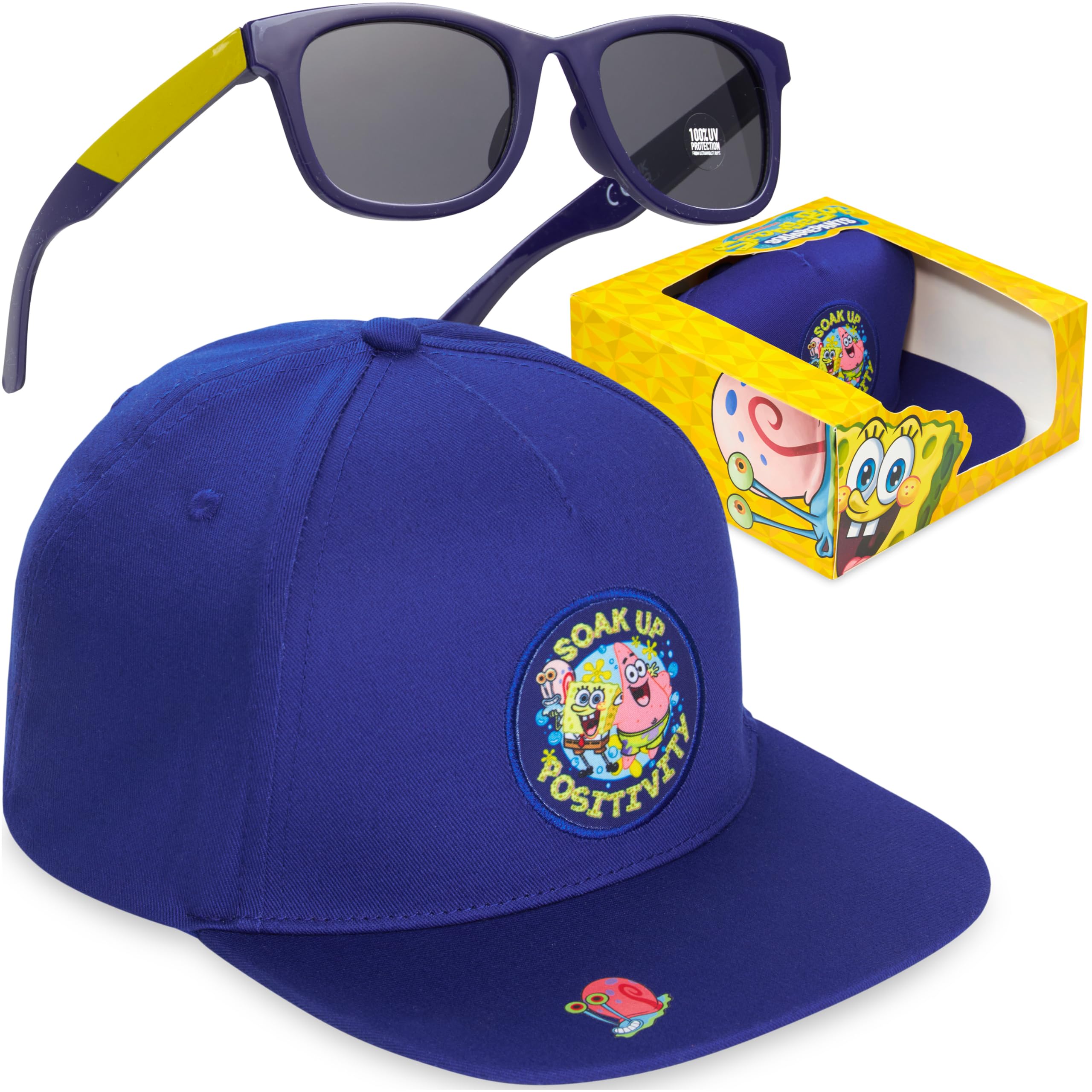 Spongebob Squarepants Cappello Baseball Occhiali da Sole Bambino Set Protezione UV 100% Blu