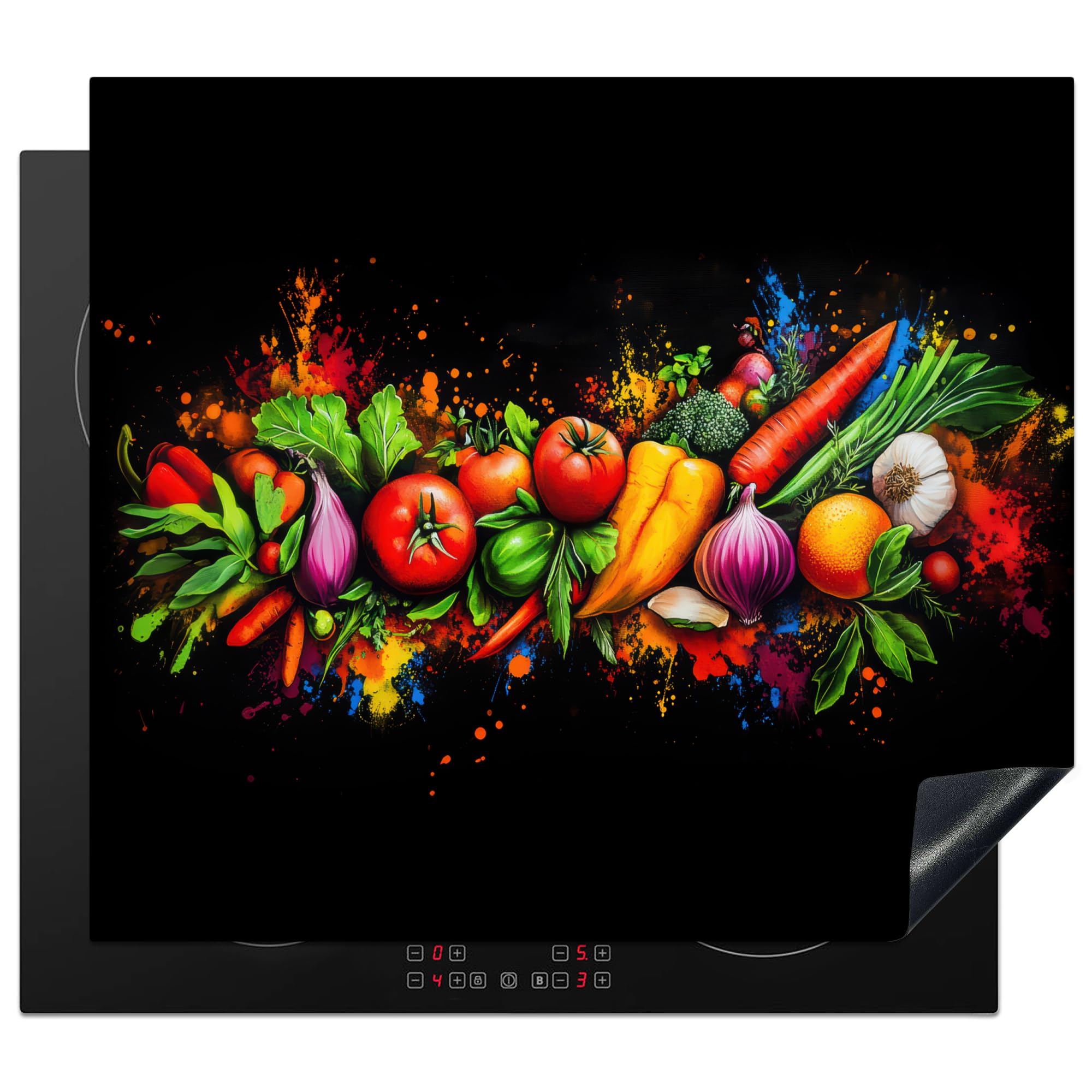 KitchenYeah© Induction Hob Protector Mat 20.5"x23.6" / 60x52 cm Cooker Top Protectors Cover Ceramic Covers Electric Hobs Vinyl Vegetables - Food - Herbs - Graffiti - Cooking