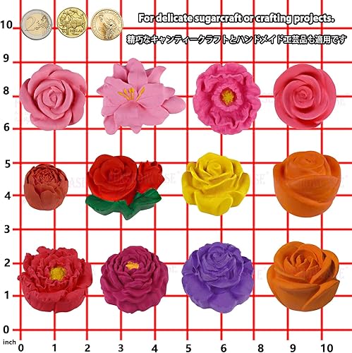 Miniatura 5 de Funshowcase Juego de moldes de silicona de flores grandes, altura de 12 unidades, 0.9-1.7 pulgadas