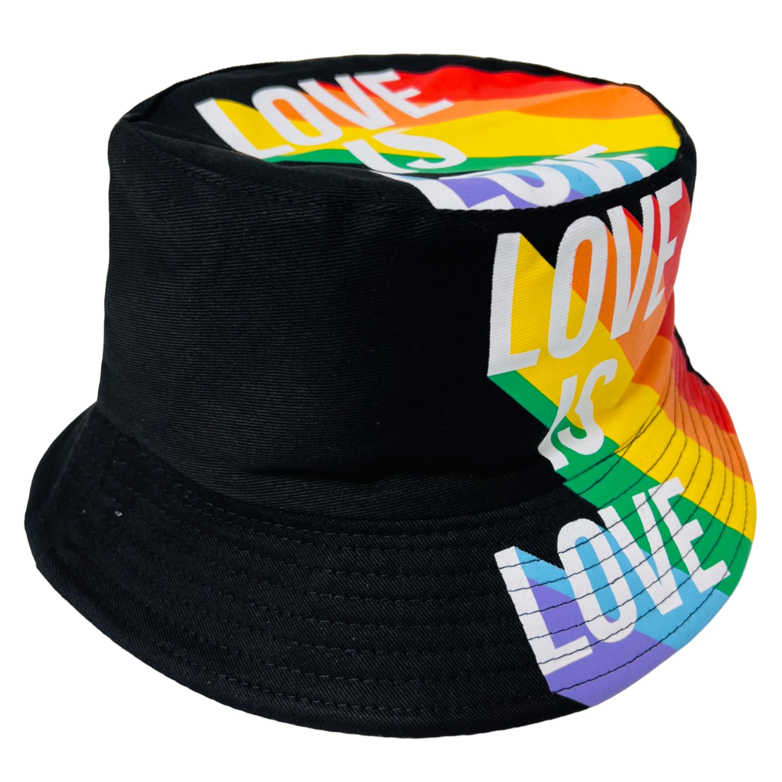 Pride Unisex Bucket Hat Reversible Double-Side-Wear Packable for Travel, Outdoors, and Beach (Black Love is Love)