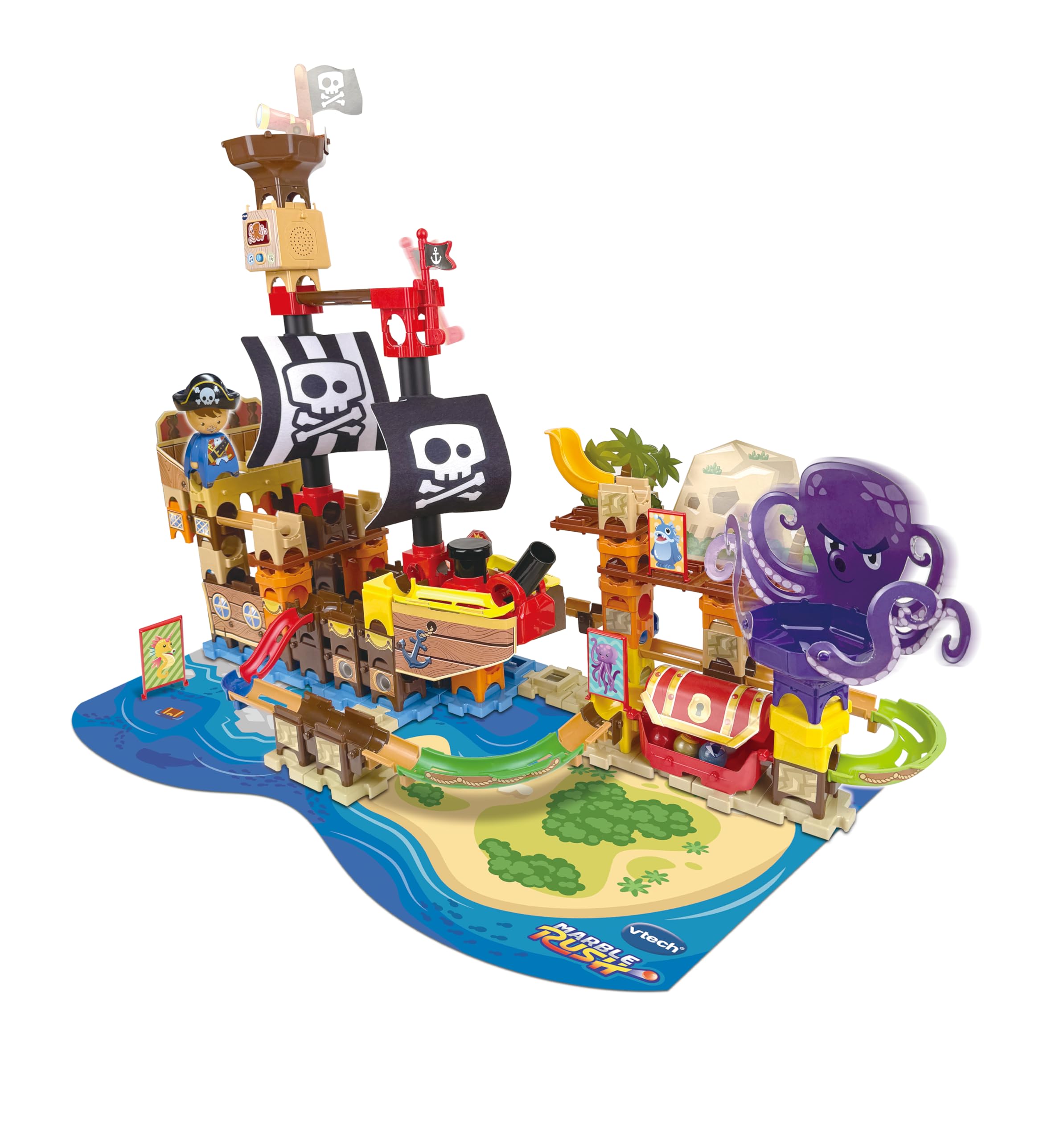 VTech Marble Rush Adventures Pirate Ship, Construction Set for Kids, Includes 14