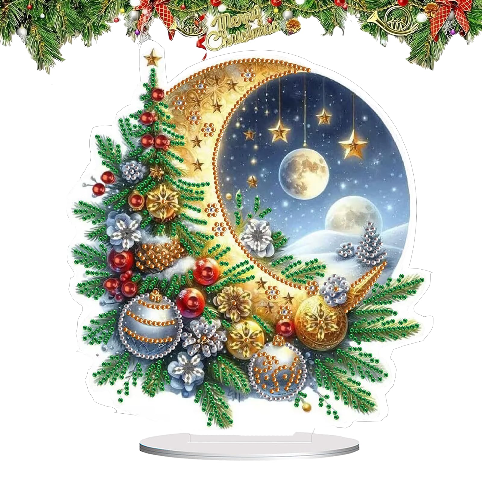KUBFDL Diamond Painting Christmas Decoration 5D Diamond Painting Stand DIY Table Decoration Craft Set Adults Children Diamond Painting Art Set for Beginners Festive Gift House Gift