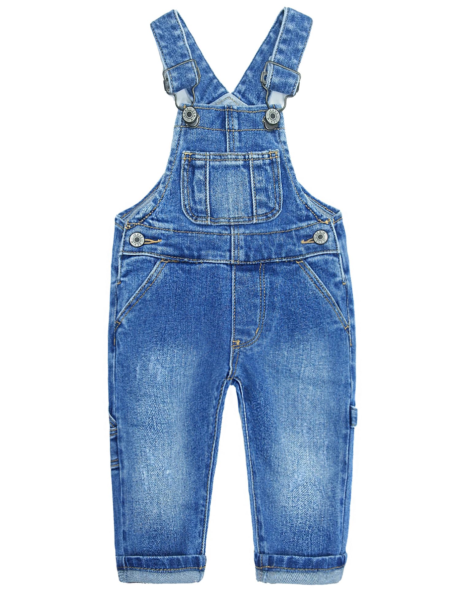KIDSCOOL SPACE Enfant Garçon Fille Petite Poche à Bavette Bretelles Réglables Salopette en Jean, Denim Mignon Pull Déchiré