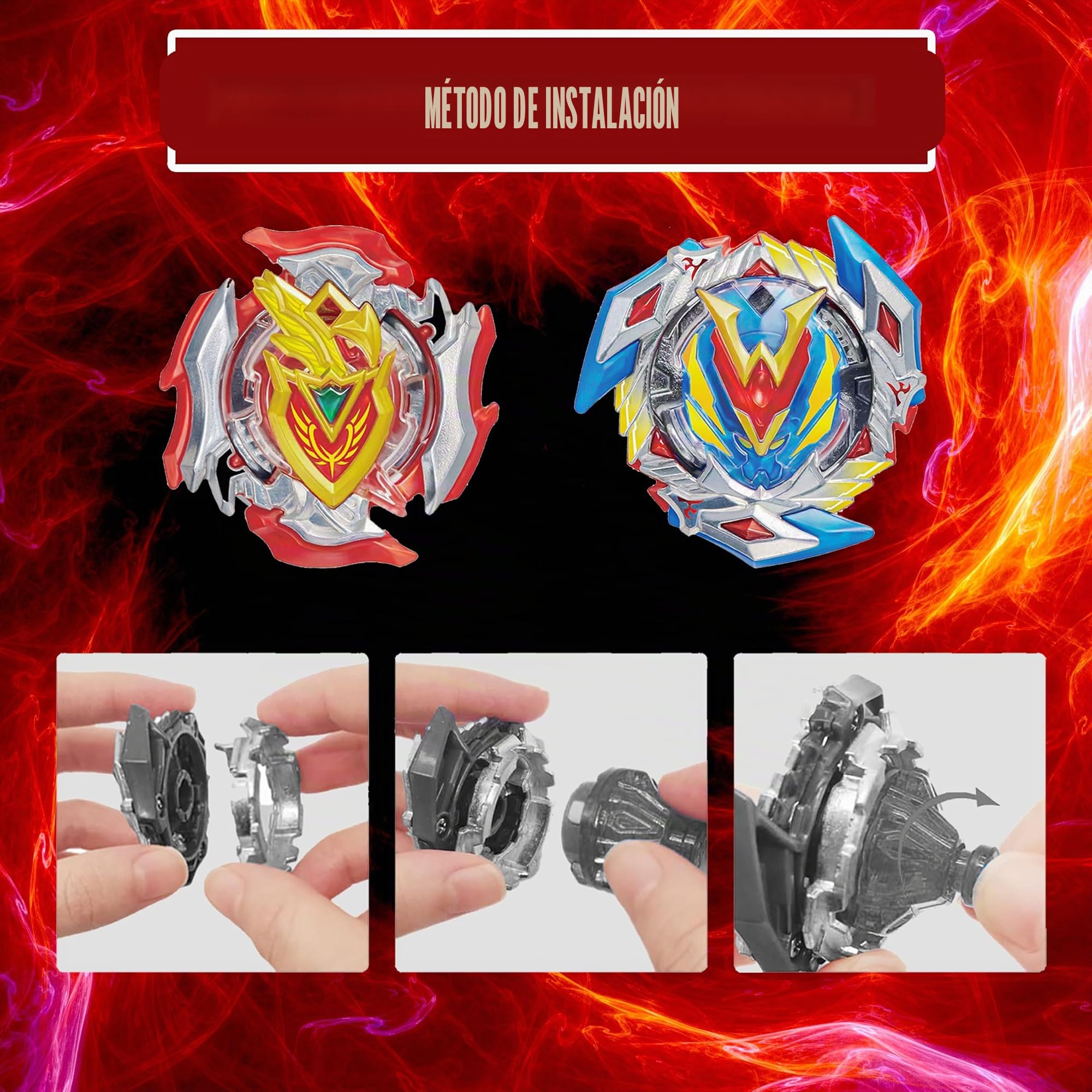 2in1 Bey Peonzas with Casilla Blade Conjunto de Peonza Juguetes, with Launcher Asas