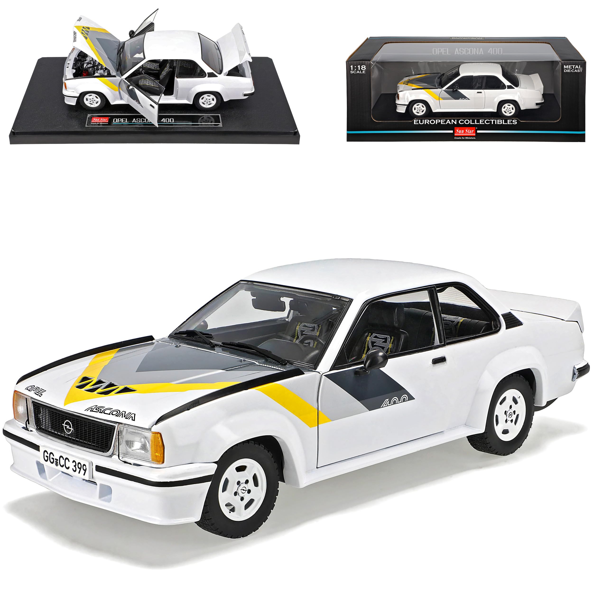 Generisch Opel Ascona B 400 Weiss 1975-1981 1/18 Sun Star Modell Auto