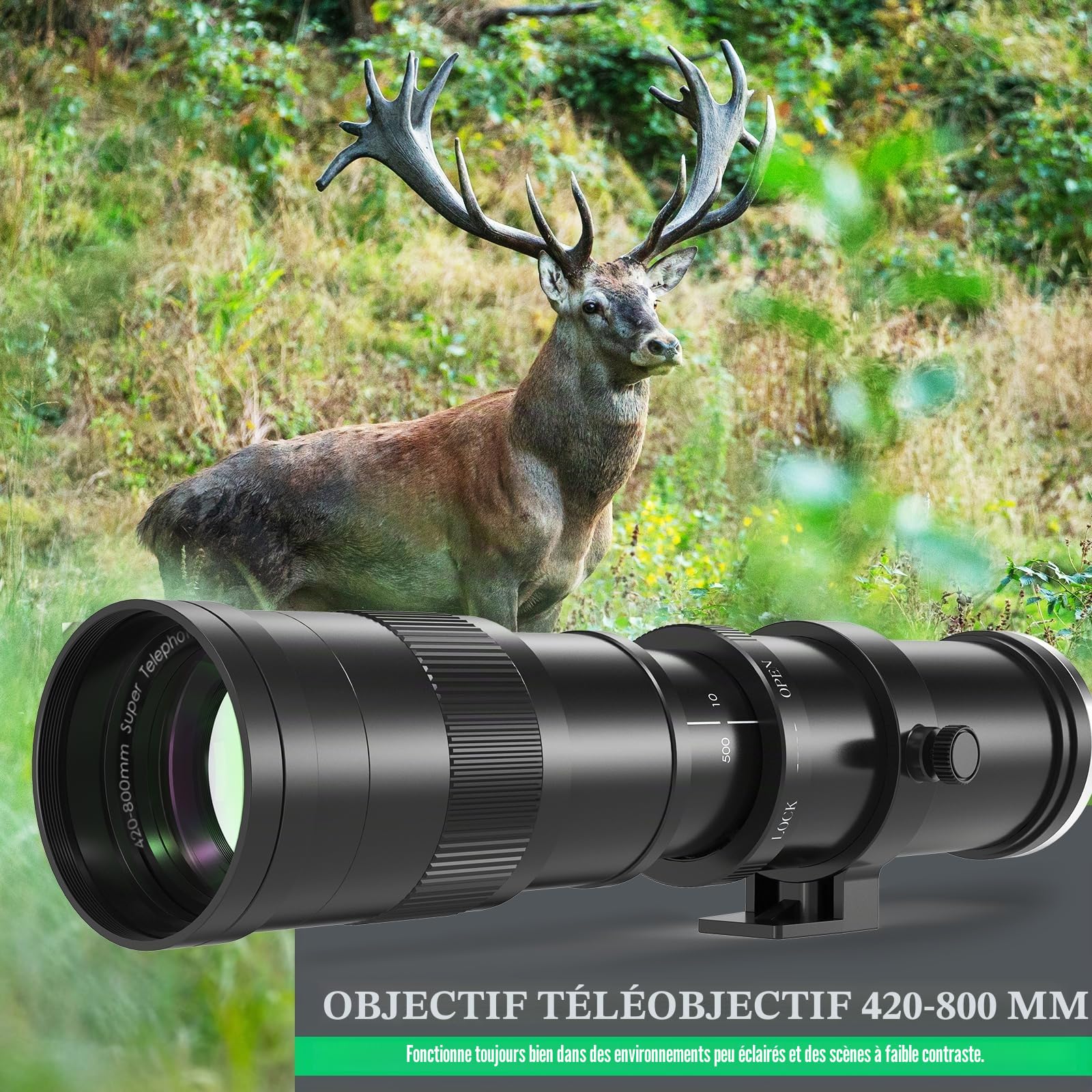 Lightdow EF 420mm-800mm F8.3 Objectif Téléphoto Manuel pour Canon EF/EF-S -Mount Lentille Super Téléphoto, Compatible avec Cannon EOS 90D 7D 6D 5D Mark II/III/IV, Rebel T7 et Plus -Noir