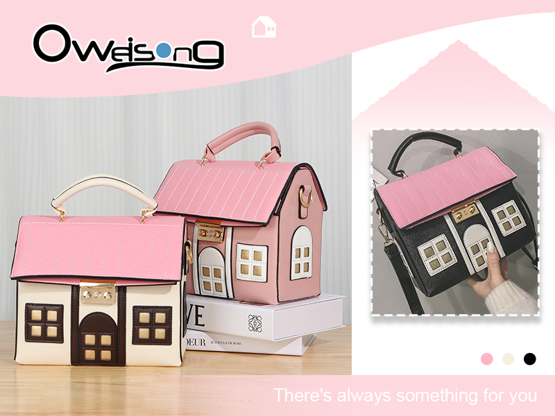 Animated House Crossbody Bag in Pink and Cream Stylish House-Shaped Mini Crossbody Bag for Women  main image 4