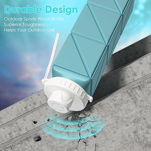 Miniatura 5 de Popdigito Botella de agua plegable con tapa a prueba de fugas, botellas de viaje de silicona sin BPA de grado alimenticio, botellas de agua