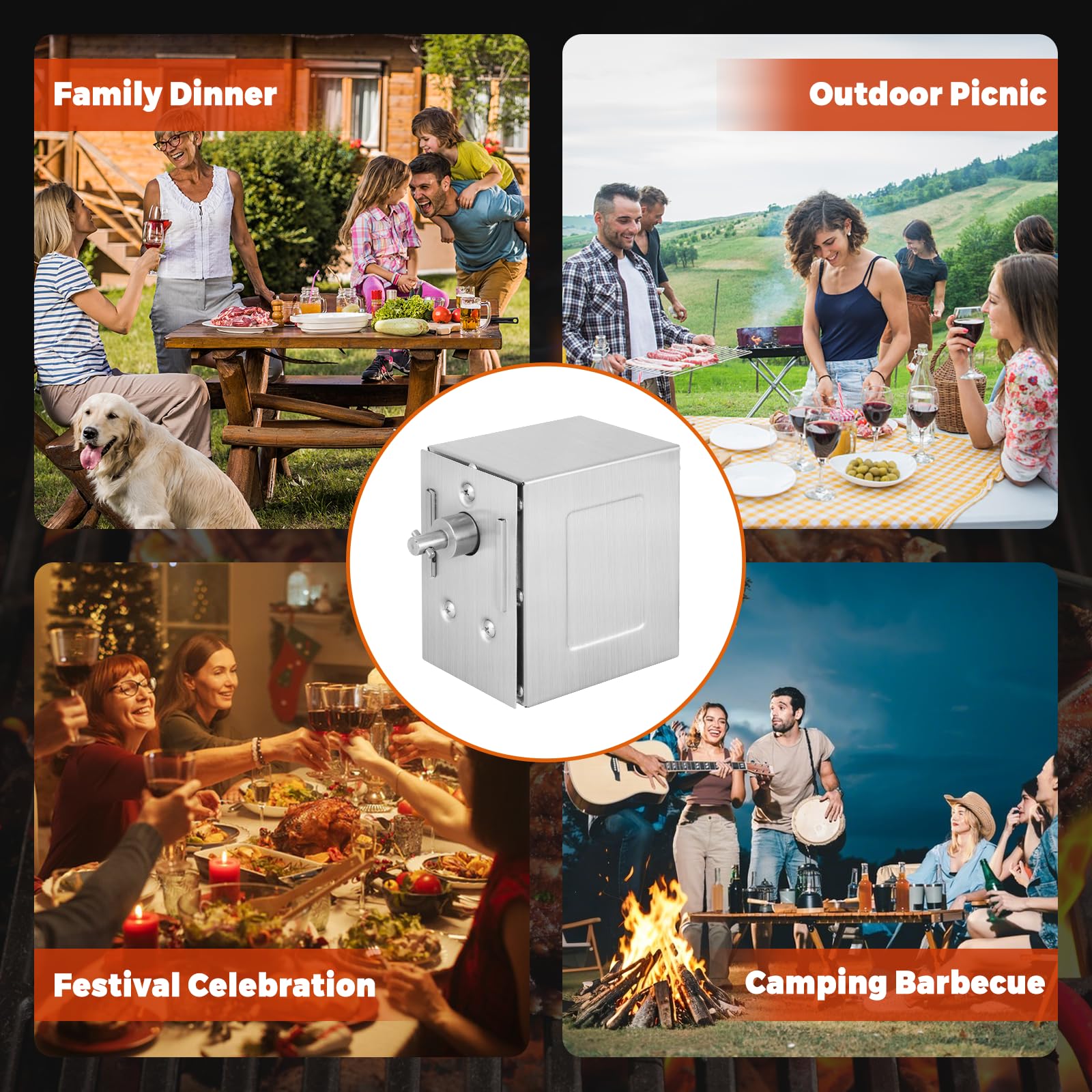 YJINGRUI 45W Grillmotor für Grillspieß, 150-200kg hohes Drehmoment, Schwerlast Grillmotoren, universeller Grillspieß Motor für Hähnchen, Rind, Schwein bei Partys, Camping, Festen | 45W Hochleistung; 150-200kg hohes Drehmoment