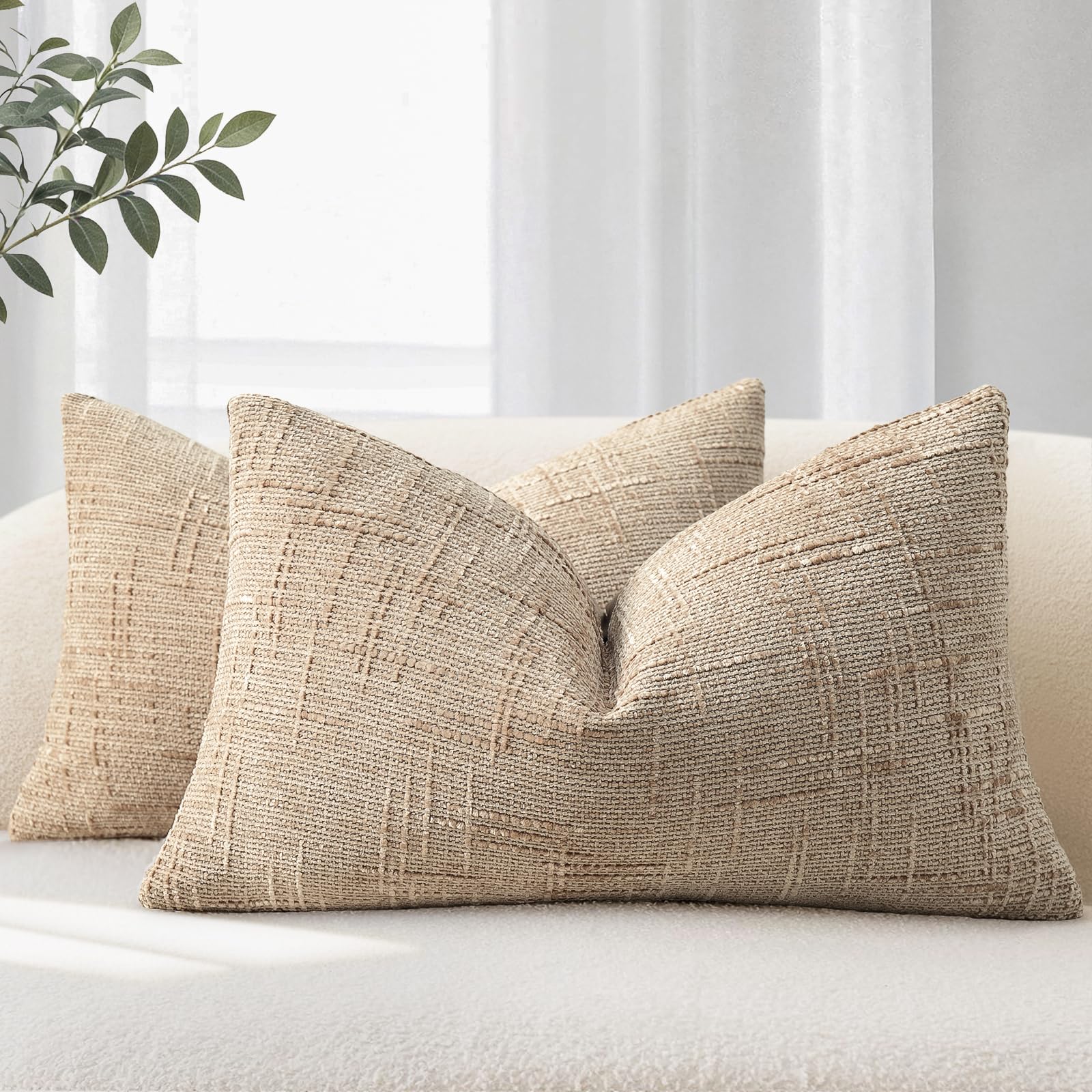 YCOLL Kissenbezug 2er Set Sofakissen aus Weichem Chenille Stoff Kissenbezüge Dekokissen Sofa & Wohnzimmer Dekokissenbezüige für Gemüitliche Heimdekoration Zierkissenbezüge