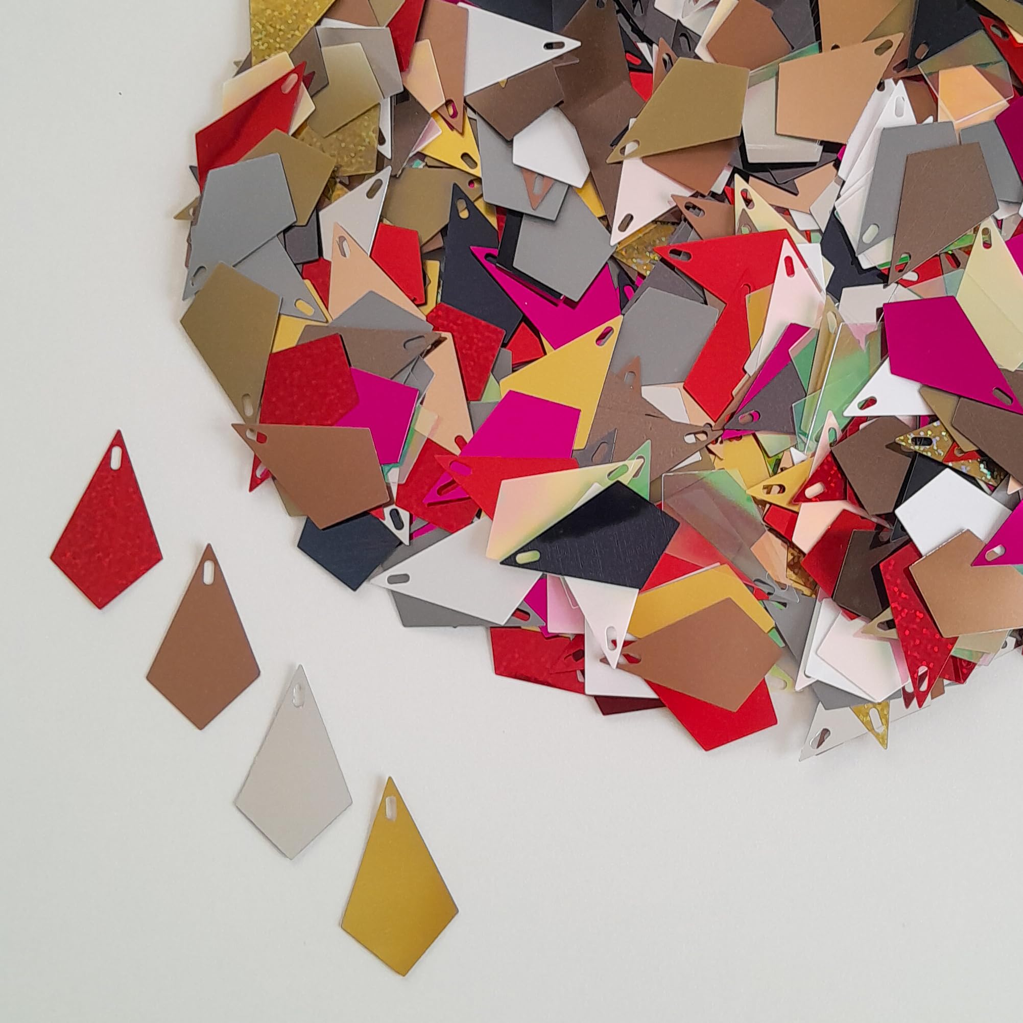 Deglation Studio 150 Pieces Flat Assortment Large Diamond Shape Sequins, 30mmX50mm (1.18''x1.96'') Bulk Loose Large Top Hole Assorted Multicolor