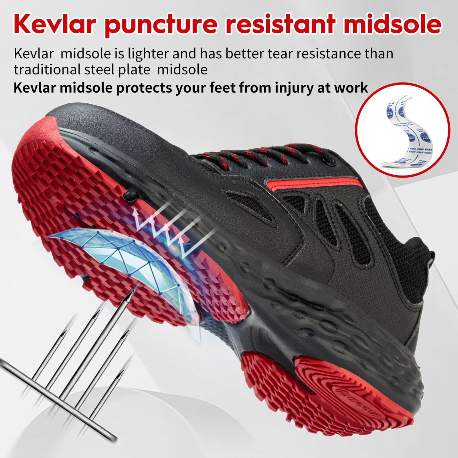 ISOOUS Chaussures de Sécurité Hommes Chaussures de Travail Femmes Légère Embout Plastique Basket Securite Antidérapante Cuisine
