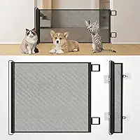 Grade de Proteção para Cachorros e Bebês,Portão Retrátil em Tela de Proteção, Cercado para Escadas, Corredores e Varandas, Fácil Instalação Cercado para Bebê e Pet(Preto-70 * 110)