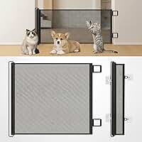 Grade de Proteção para Cachorros e Bebês,Portão Retrátil em Tela de Proteção, Cercado para Escadas, Corredores e Varandas, Fácil Instalação Cercado para Bebê e Pet(Preto-70 * 110)