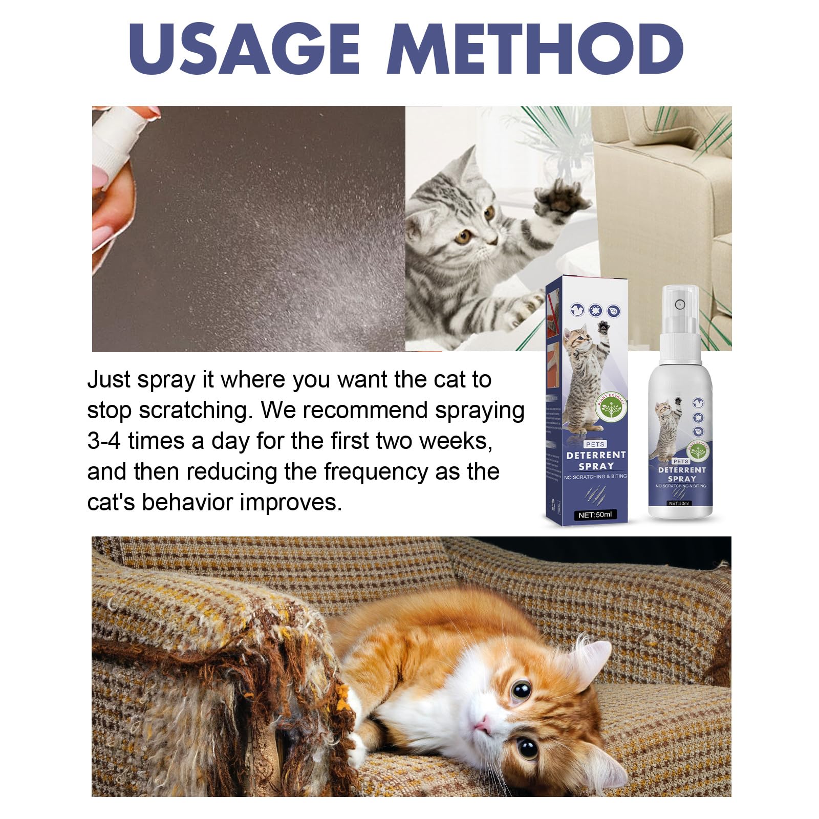 Spray AntiGraffio per Gatti,Gatto Anti Scratch Spray,Spray Anti-Masticazione,Spray AntiGraffio Gatti Divano,Gatti Cani Spray Amaro,Naturale Efficace Cane Anti Scratch Spray