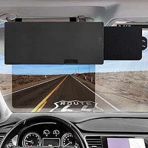Veharvim Polarized Sun Visor for Car, Upgraded UV400 Car Sun Visor Extension with PC Lens and Side Sunshade,Anti-Glare Visor for Safe Driving (No Zipper)