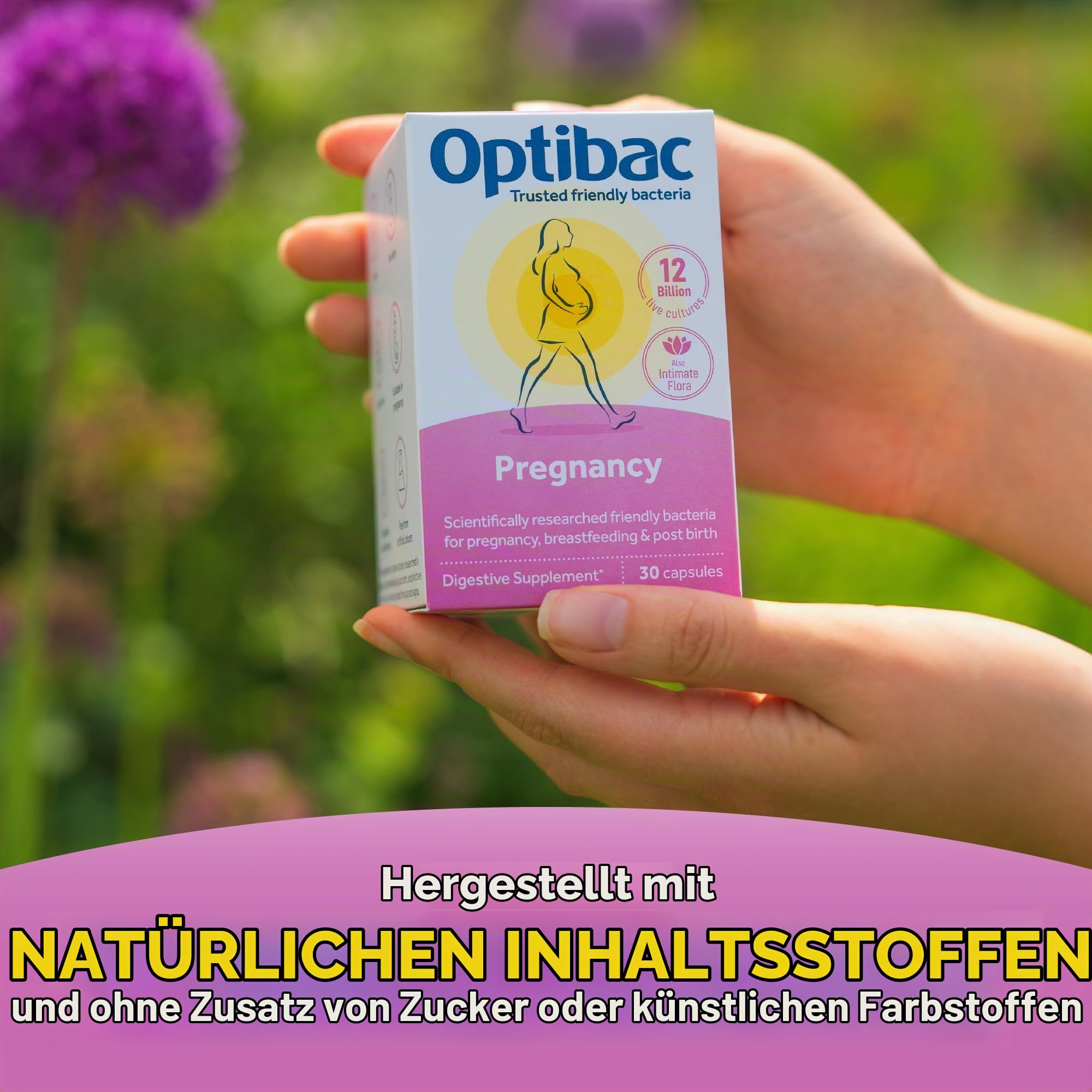 OptiBac Für Schwangerschaft | 12 Mrd Bakterienkulturen | Natürliches Nahrungsergänzungsmittel | 1-Monatspackung | 30 Kapseln