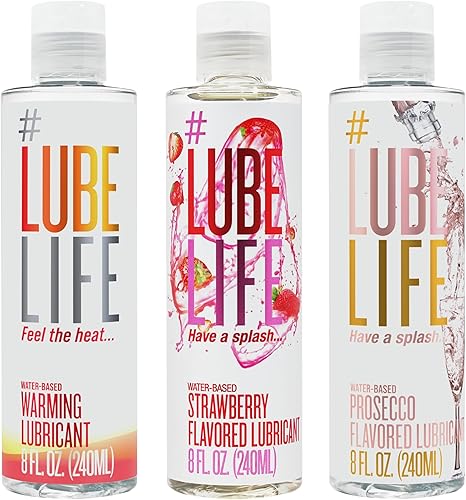 Miniatura 1 de Lube Life Paquete cálido y tostado, sensación de calentamiento con lubricantes personales a base de agua con sabor a fresa y prosecco para hombres,