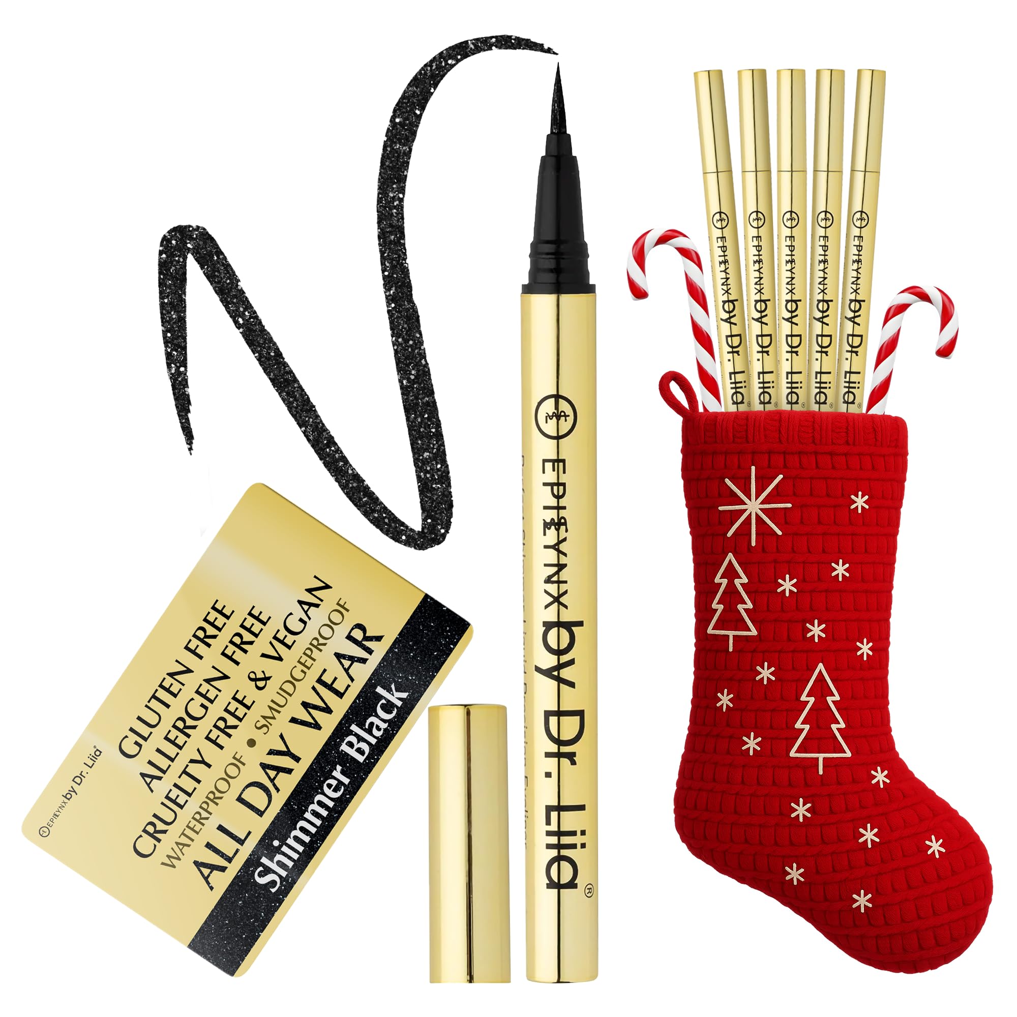 EPILYNX Vegan Gluten & Allergen Free Liquid Eyeliner Pencil | Long Lasting Waterproof Eyeliner with Precision Tip | 2ml | Shimmer Black By Dr. Liia