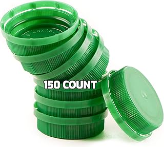 [150 PACK] 38MM Green Tamper Evident Ratchet Caps/Lids for Empty Foggy Plastic Juice Bottles by EcoQuality