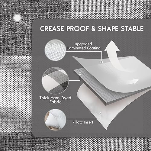 Miniatura 6 de Phantoscope - Juego de 2 fundas cuadradas para almohada o cojín, para decoración del hogar, estilo casa rural, diseño a cuadros de búfalo