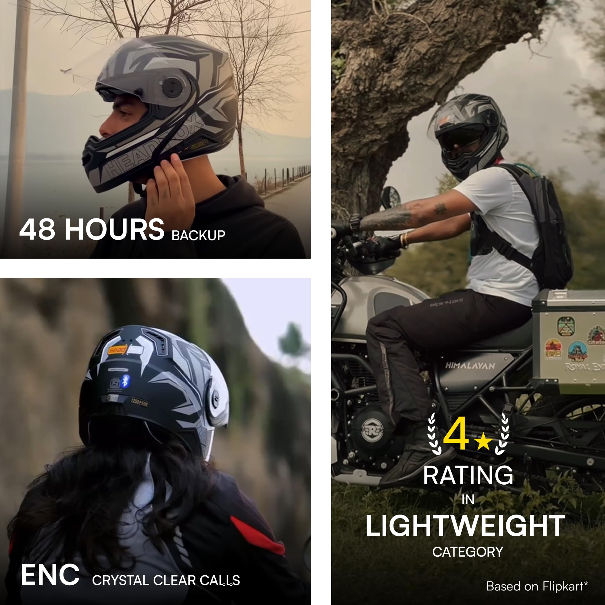 HEADFOX N2F Metro Flip-up Bluetooth Helmet for Men Bike | Waterproof Smart Helmet | ISI Certified | Built-in Bluetooth | Matte Grey Medium (58 CM) 4