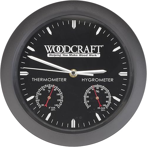 Reloj Woodshop con termómetro e higrómetro