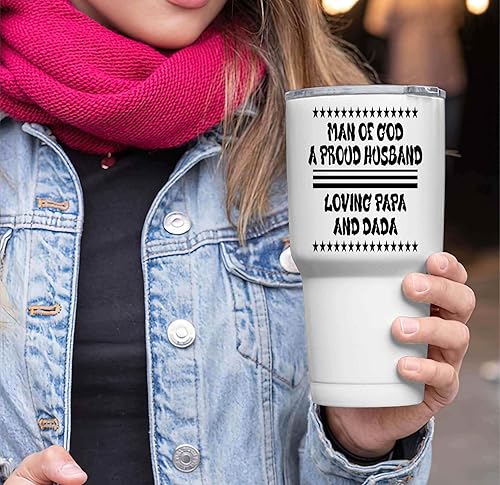 Miniatura 3 de Heartfelt Unique Gift for Man Of God - for Husband Papa Dada Christians Believers - Pray and Be Thankful Message on 30 Oz White Stainless Steel