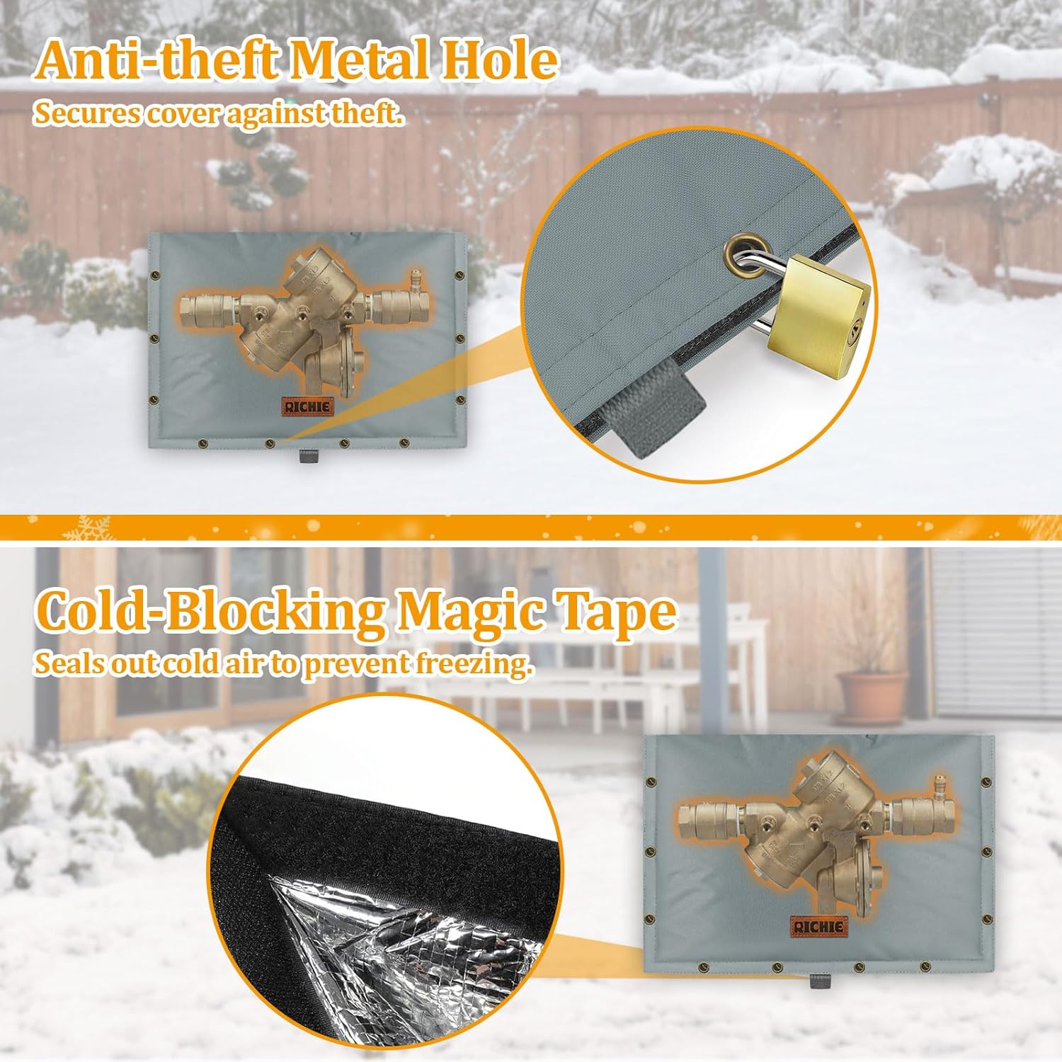 Backflow Preventer Insulated Cover (5°F) for Winter Freeze Protection, 21" W x 16" H Thickened Pressure Reducing Value & Well Pump Cover, Outdoor Waterproof Insulation Pouch for Sprinkler Valve, Grey