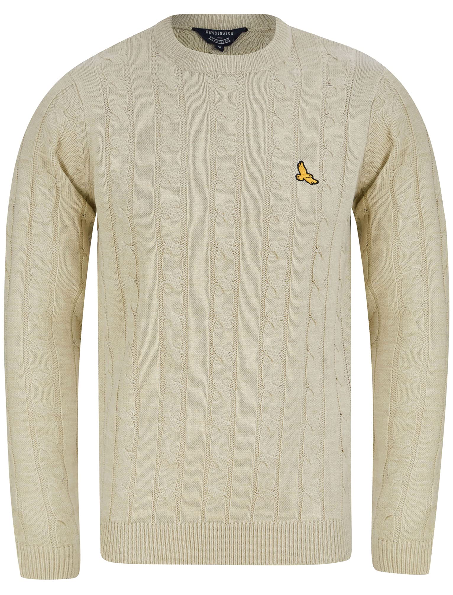 Kensington Eastside Men's Oatgrey Marl Murph Cable Knit Crew Neck Jumper - Xxl