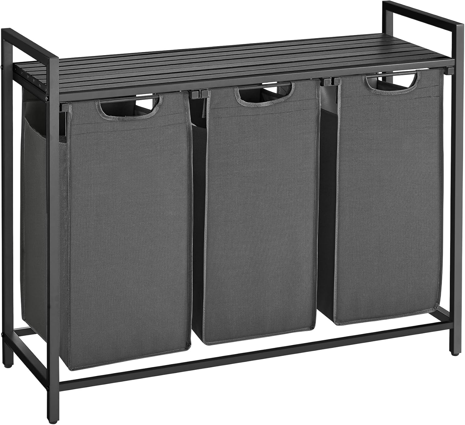 Laundry hamper with 3 removable bags shelf metal frame