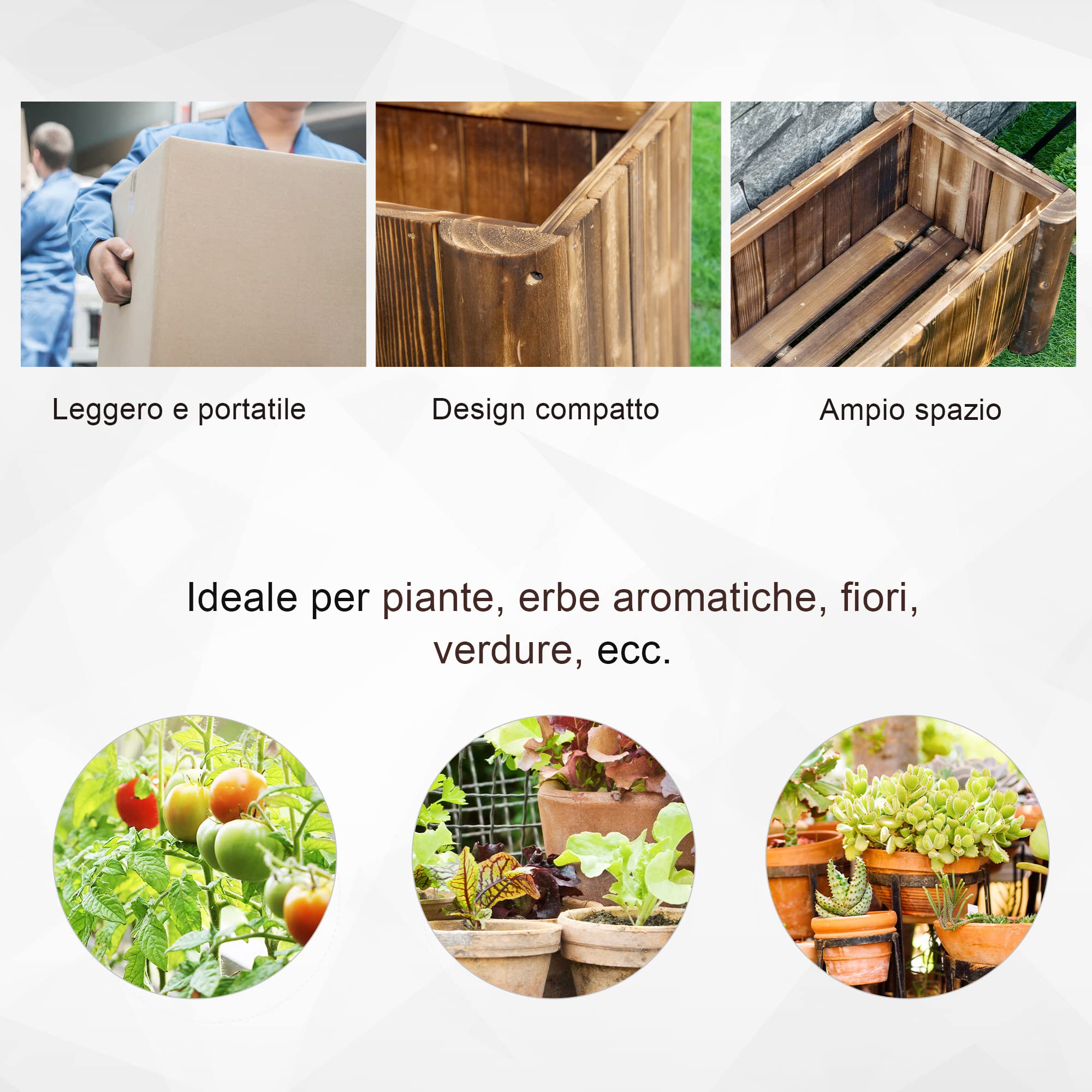Outsunny Orto Rialzato da Esterno in Legno di Abete, Fioriera da Esterno, per Frutte Verdure Fiori Giardino, 70x35x30 cm, Legno naturale