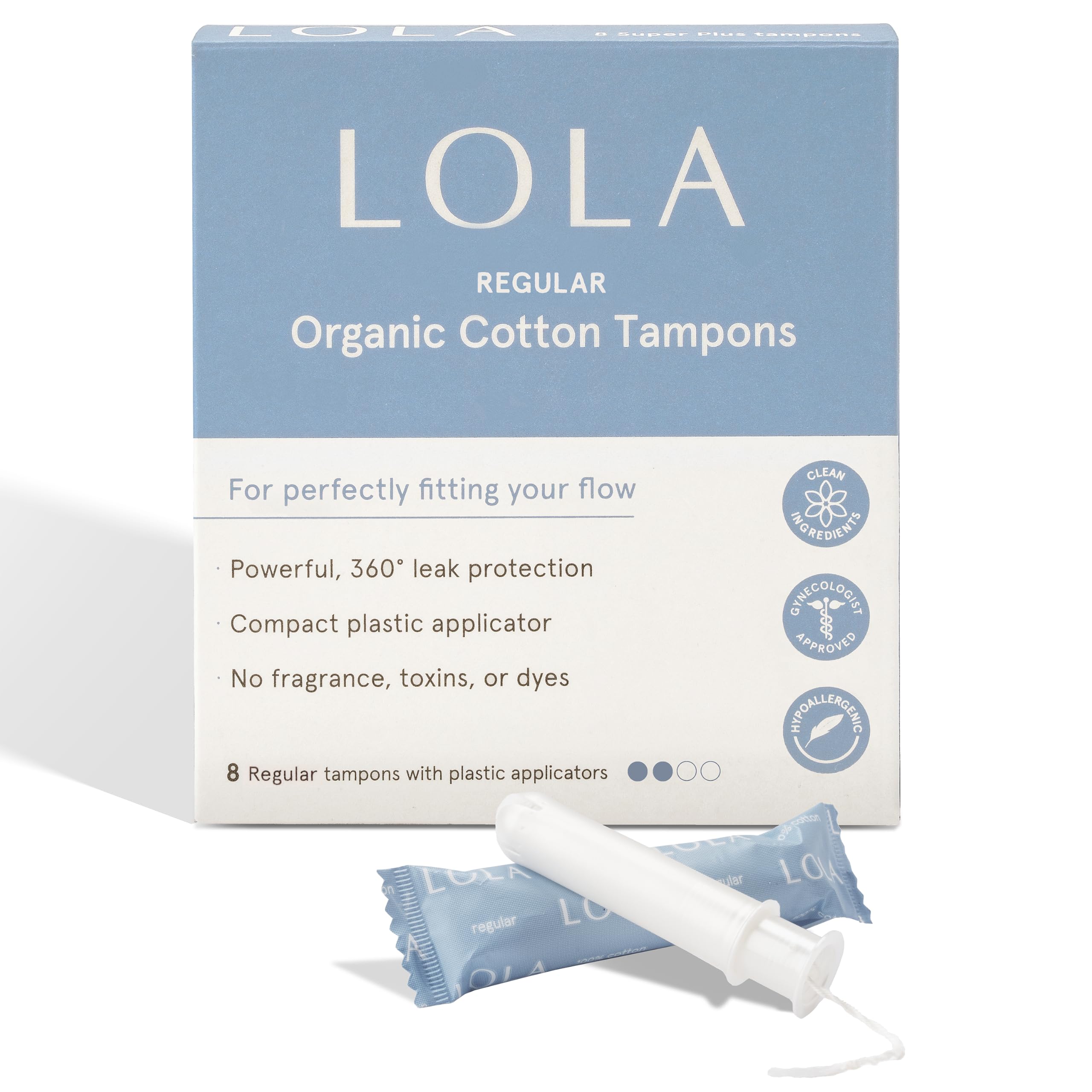 LOLA Tampones de algodón orgánico, 60 unidades, tampones regulares, productos de higiene femenina de período, productos aprobados por HSA FSA Cuidado femenino