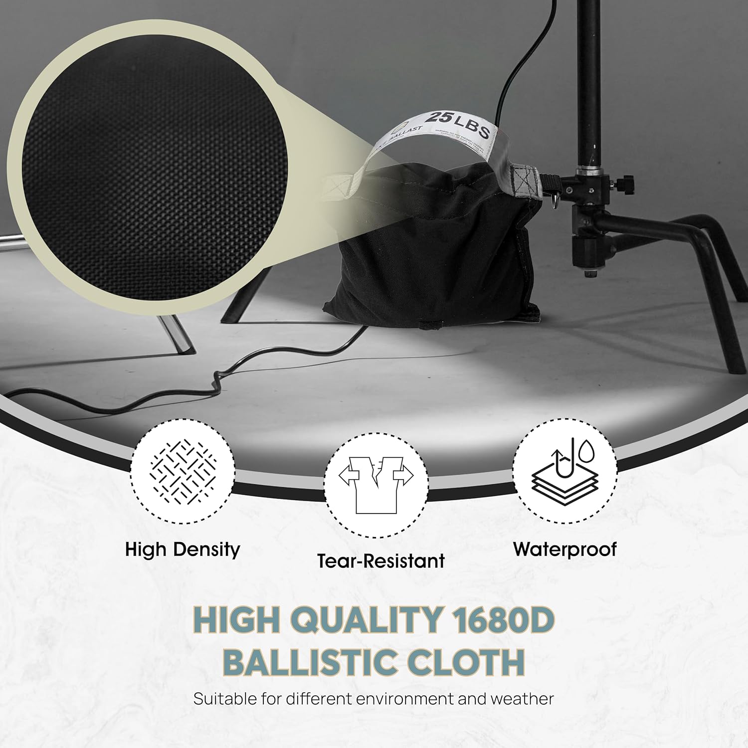 Wake Ballast - Steel Shot Bag (25 lb) - Compact Weight Ballast Bag for Wakesurfing, Wakeboarding, Pop-Up Canopy Shade, Film Production, Grip, Studio, Video Walls - Heavy-Duty 1680D Nylon, Made in USA
