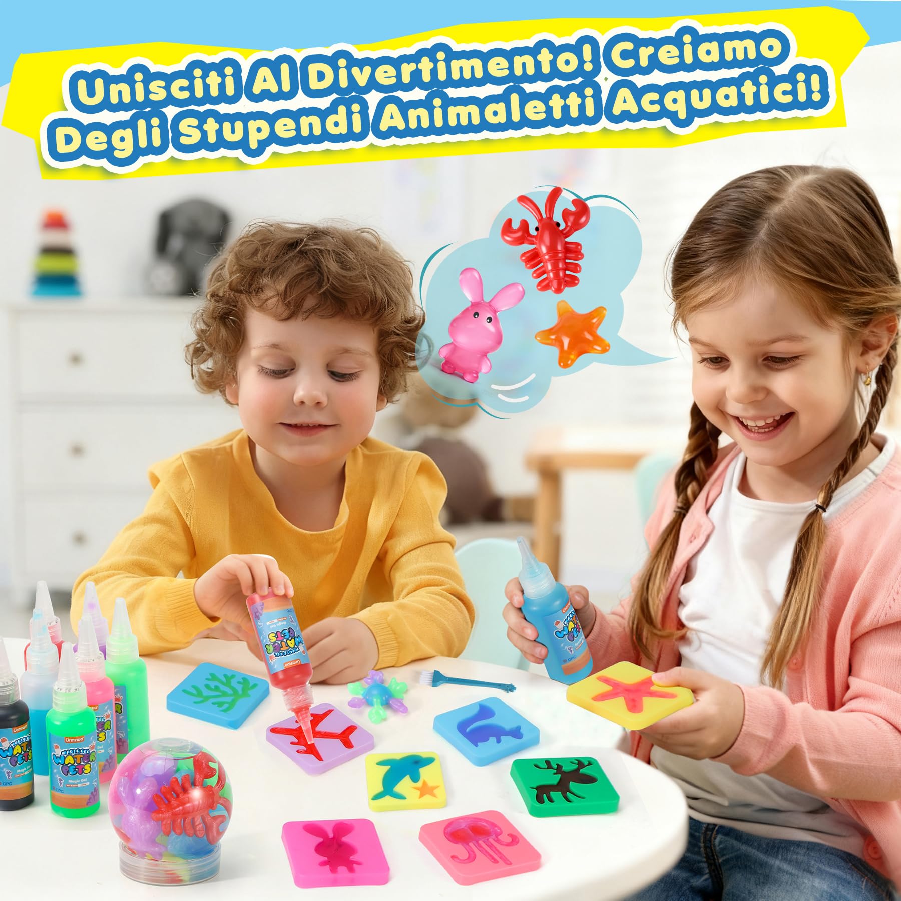 URMYWO Aqua Gelz, 3D Magic Water Elf Kit con 20 Geles y 24 Moldes para Manualidades Niños Creativas, Juguetes DIY, Juegos Educativos y Regalo Original para Niños y Niñas a Partir de 3 Años