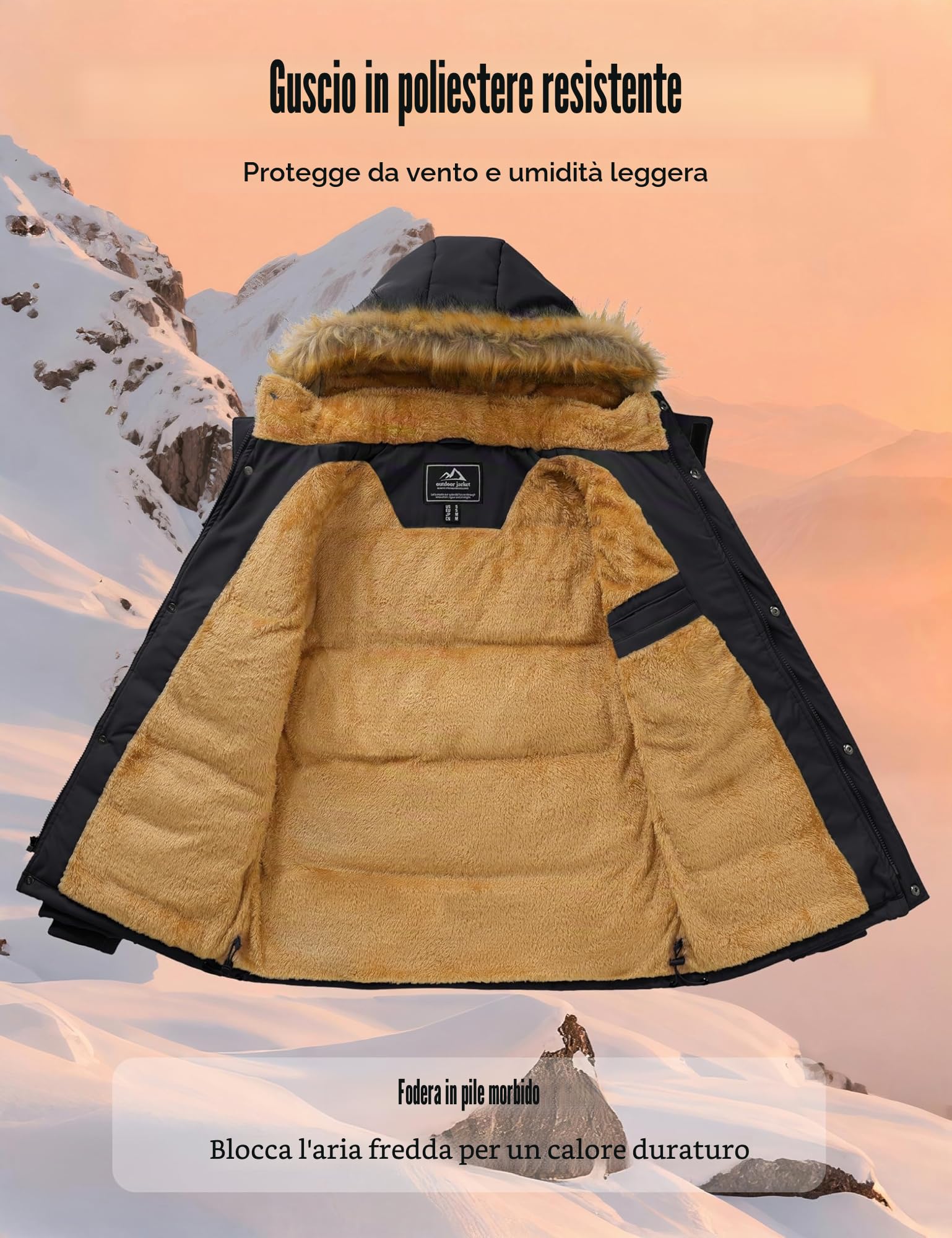 MAGCOMSEN Giacca invernale da uomo, antivento, calda, in pile, per il tempo libero, per le mezze stagioni, impermeabile, foderata, ispessita, da lavoro, con cappuccio rimovibile