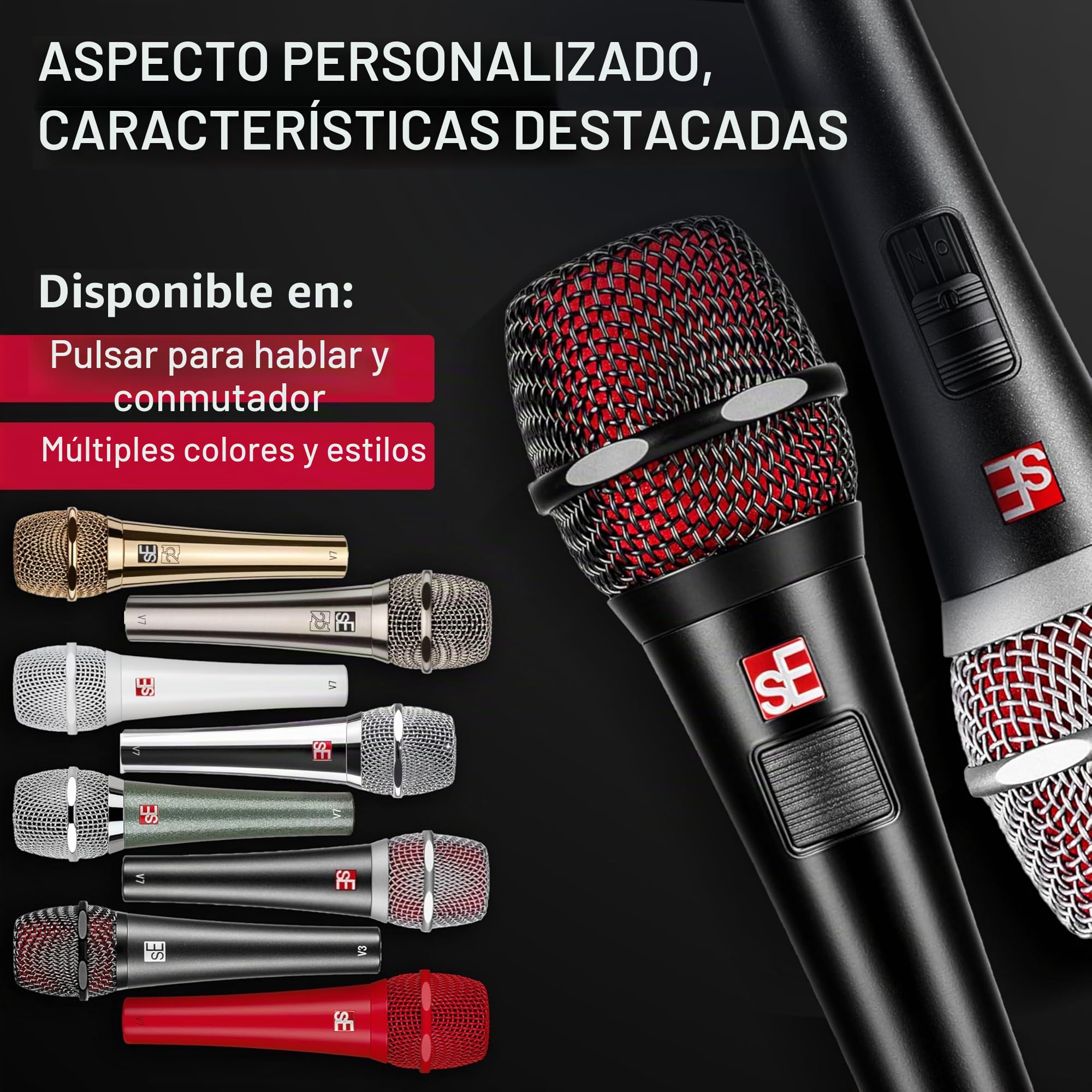SE ELECTRONICS V7 Micrófono Vocal dinámico supercardioide de Mano, micrófono dinámico supercardioide Rojo con Soporte de Choque Integrado y Parabrisas Interno