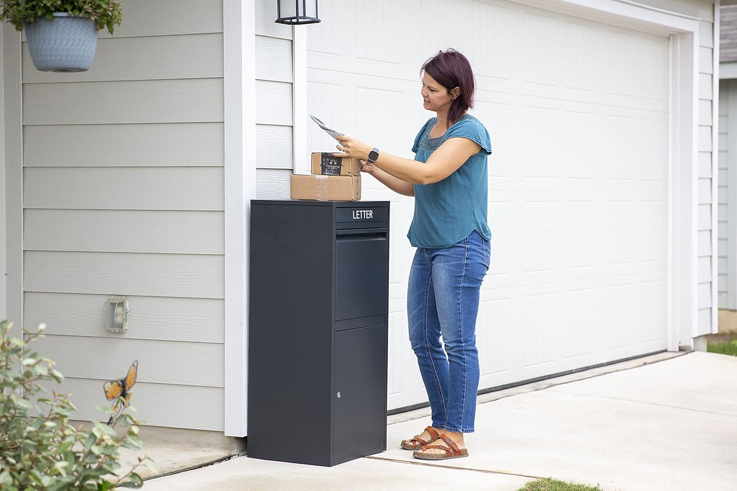 Package Delivery Boxes for Outside, Extra Large Capacity Modern Mailbox, Outdoor Freestanding Porch Box for Package (Black) - Image 8