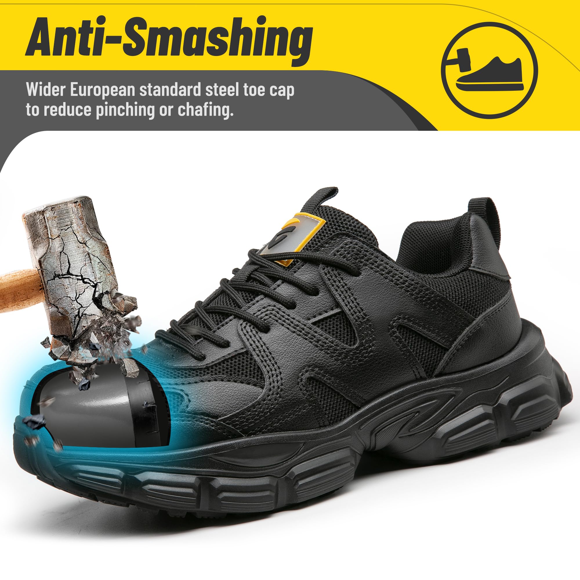 KOIFISH Zapatos de Seguridad Mujer Punta de Acero Antideslizantes Ligeros