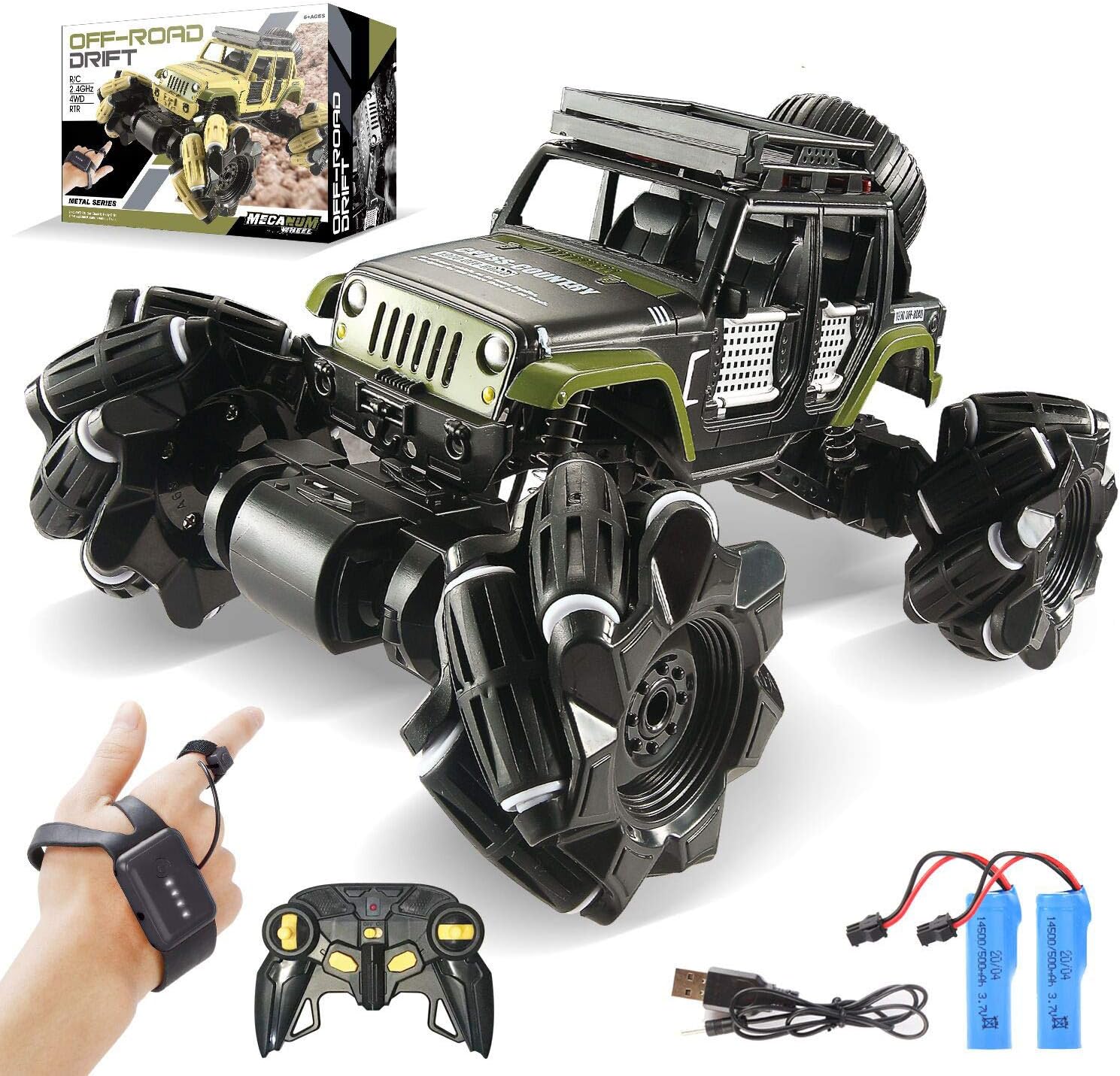 LOOZIX 1:16 Alloy Gesture Sensing Remote Control Car, Hand Controlled RC Car 360¬∞ Rotating 4WD 2.4Ghz RC Monster Trucks Stunt Vehicle Rechargeable Batteries for Kids