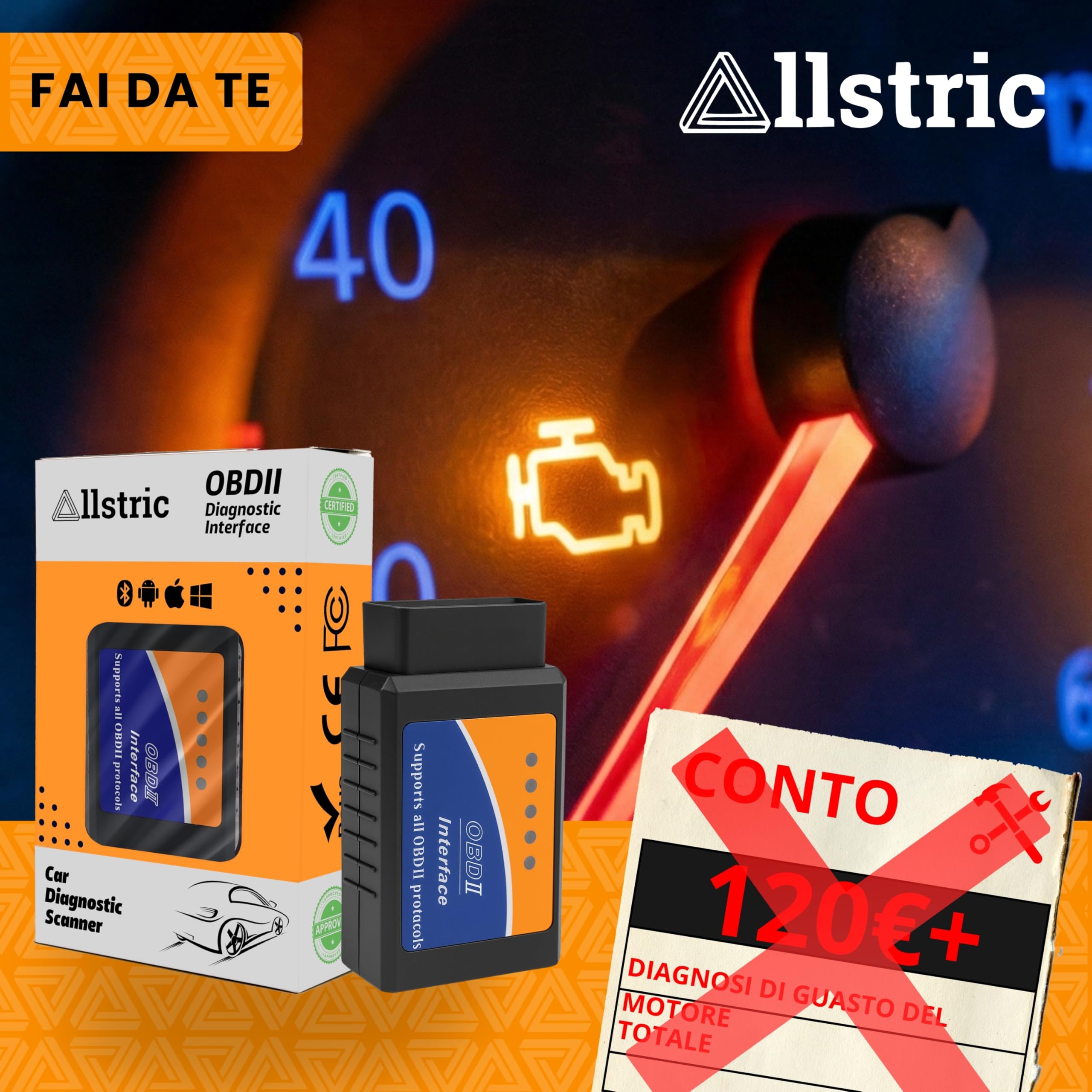 OBD2 Auto Diagnostica Bluetooth per iOS, Android e Windows. Scanner OBD2 per Auto Multimarca dal 1996. Lettore Diagnosi Auto Professionale in Italiano. OBD2 Bluetooth per Guasti Motore.