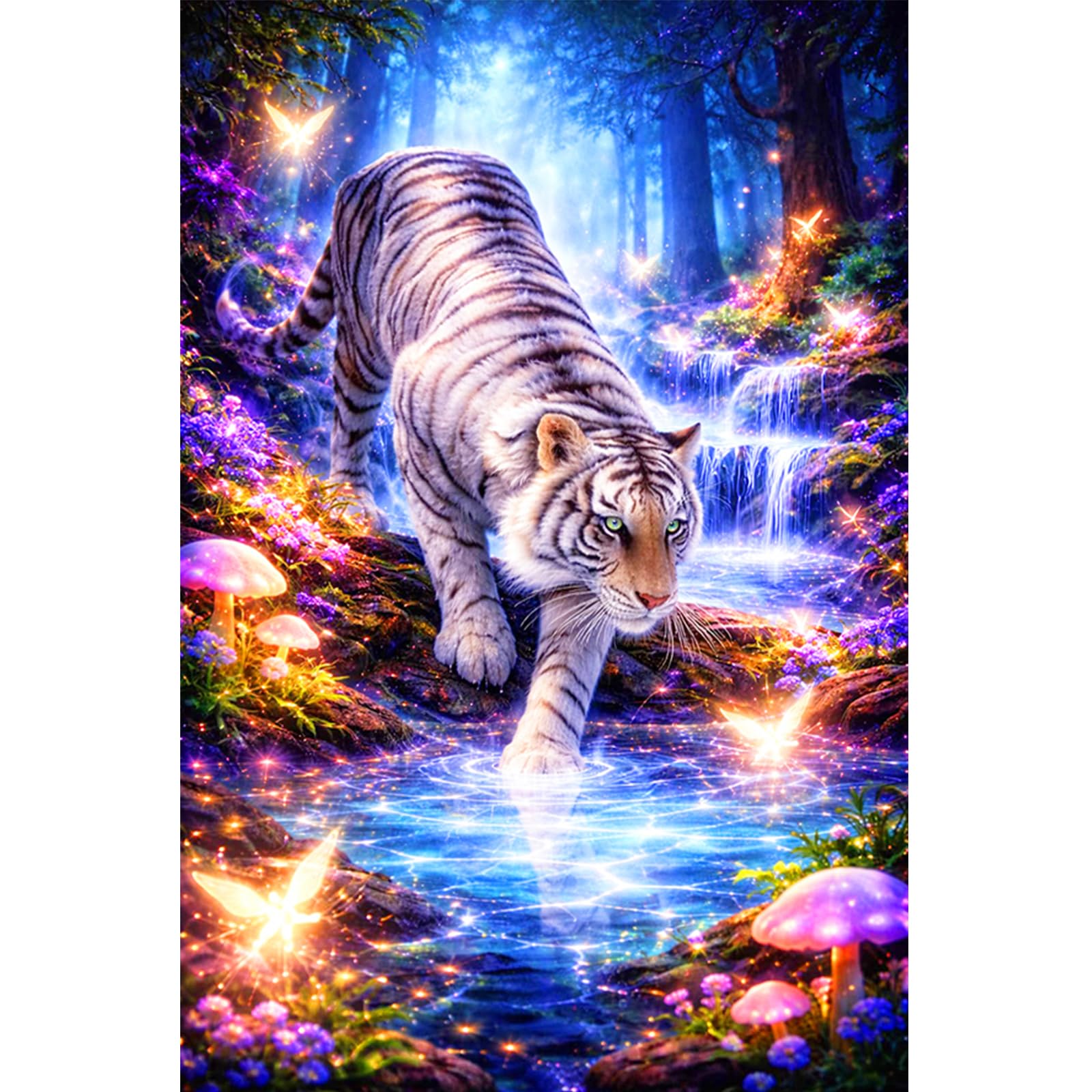 POETRYDRAW Tiger DIY 5D Full Round Drill Diamond Art Painting Kit for