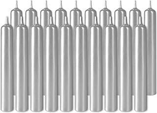BRUBAKER Mini Taper Candles 20 pcs - Silver - 3¾ x ½ Inches Unscented Candles for Rituals, Spells, Witchcraft, Wedding, Home Decor and Party