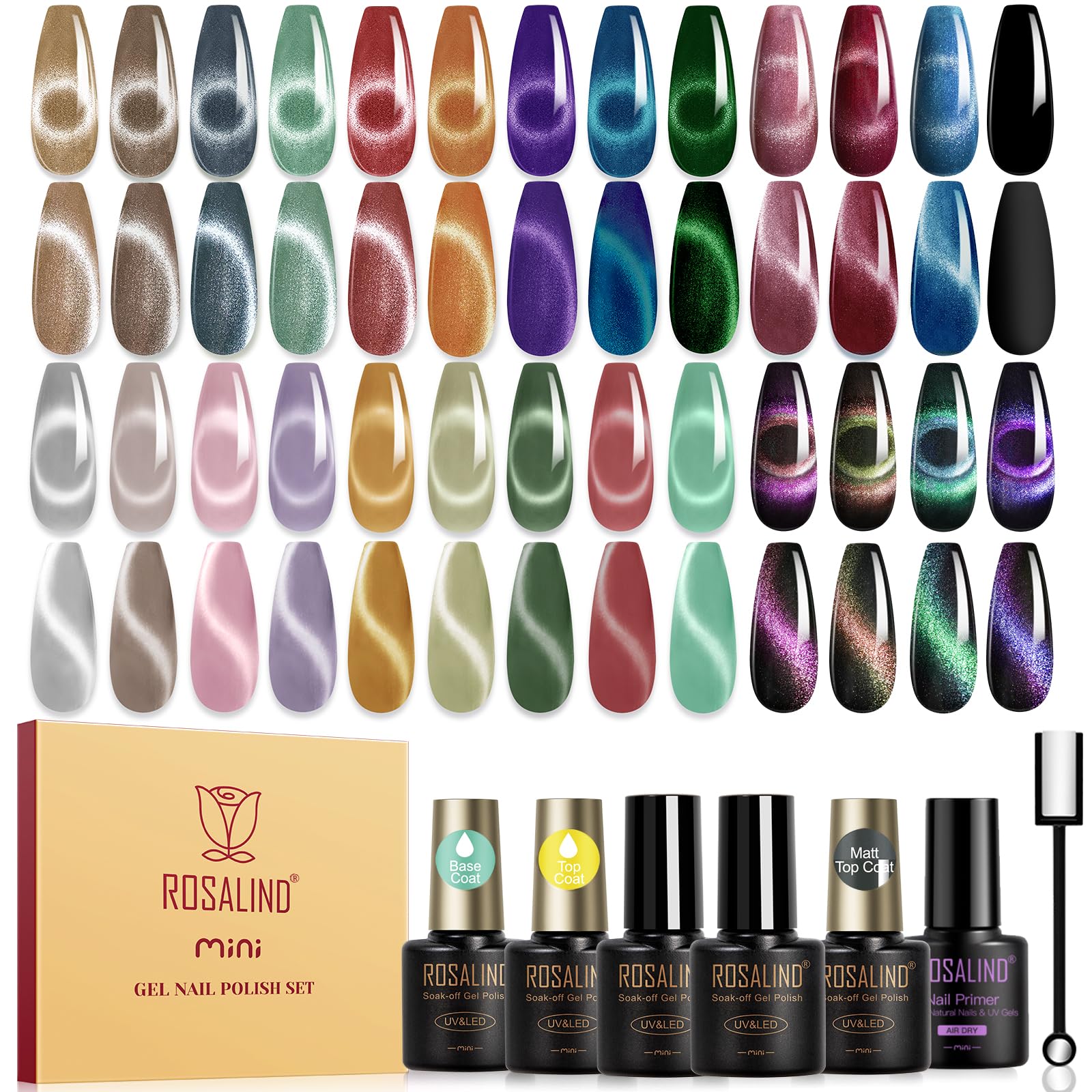 ROSALIND 30pcs Cat Eye Gel Nail Polish Set