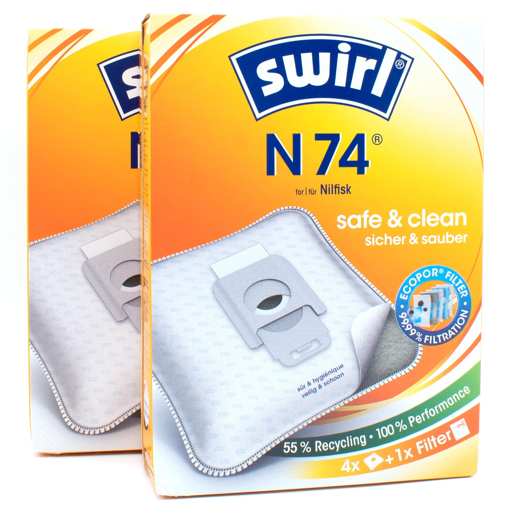 PakTrade 8 Sacs D'aspirateur + Billes Déodorantes Compatible avec Nilfisk Select Comfort Parquet Berry | Compatible avec Swirl N74 - N 74 | 8 Sacs, Désodorisant, Accessoires, Pièces Détachées