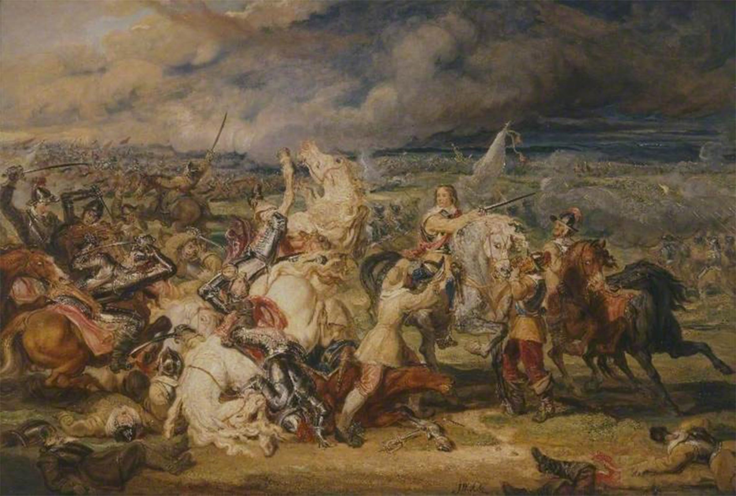 SERENDIPITP Abstract Painting Mural Print Picture Wall Decor Painting the Battle of Marston Moor by Ward Vintage Wall Artwork for Home Decor 60x90cm