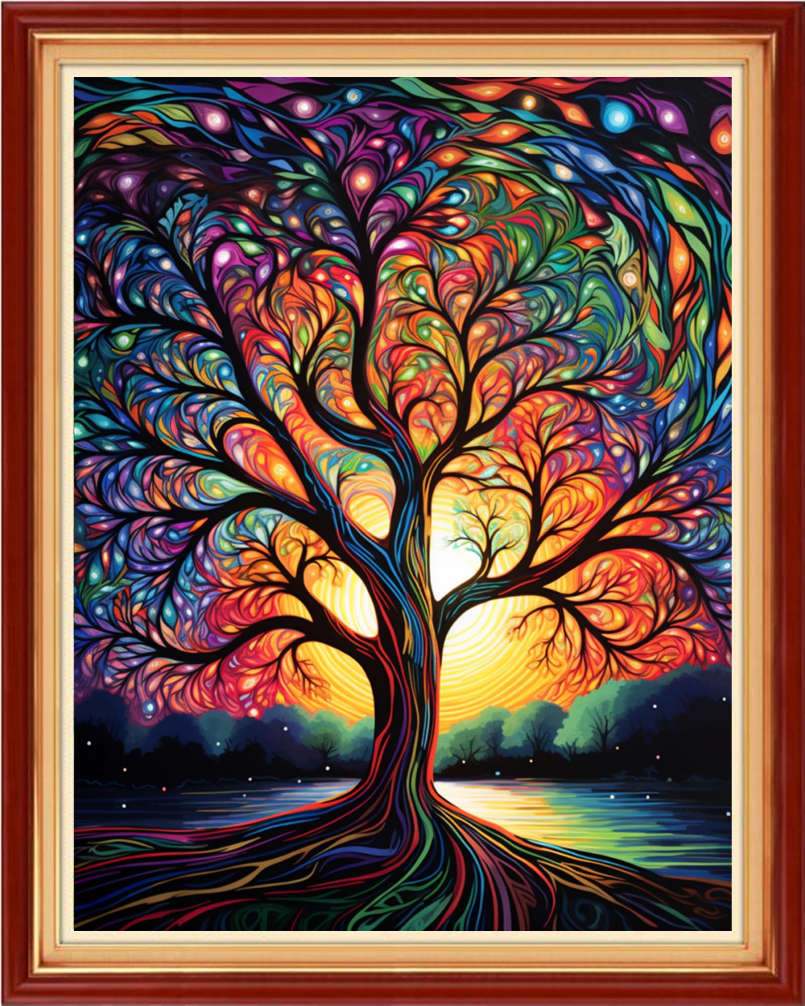 Dooxvey Cross Stitch Kits for Adults Stamped Full Range of Embroidery Starter Kits for Beginners 11CT Printed Cross Stitch Patterns Needlepoint Kits Stamped Crossstitch-Colorful Tree 16x20 inch