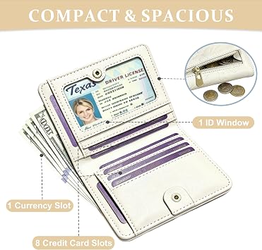 Small RFID Womens Wallet Travel Bifold Compact Slim thin Credit Card Holder